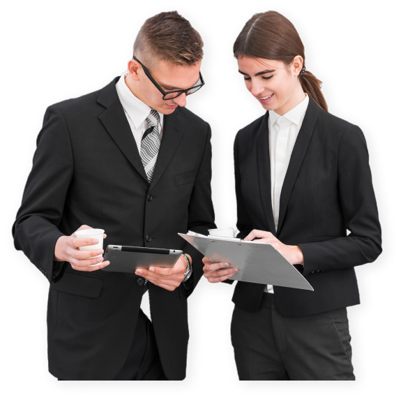 Accounting professionals reviewing financial documents